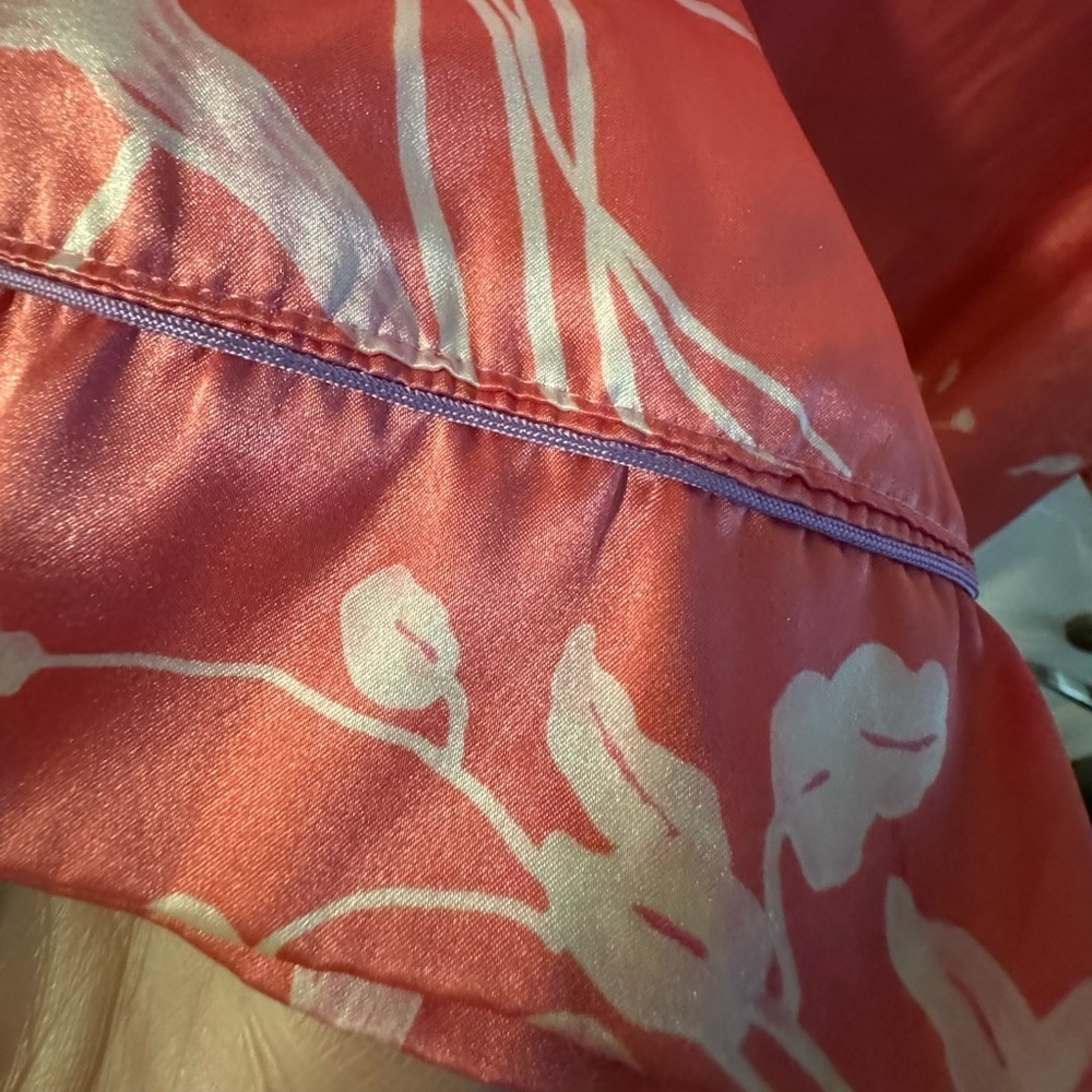 Oscar de la Renta Pink Floral Zip Front Long Nightgown Lounge Dress Kaftan 1X - Picture 13 of 15